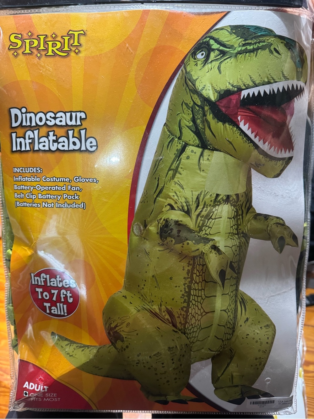 Spirit Inflatable Dinosaur Costume - Green with Red Mouth
